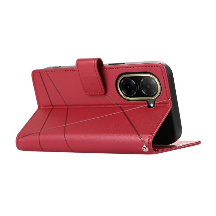 For Redmi A5 4G 171.7mm / Xiaomi Poco C71 PU Genuine Leather Texture Embossed Line Phone Case