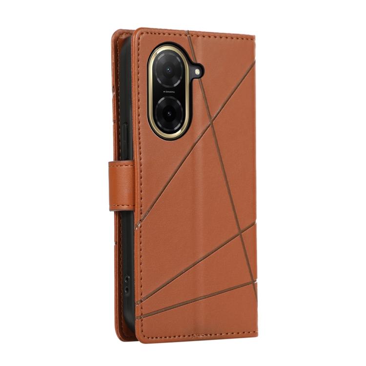 For Redmi A5 4G 171.7mm / Xiaomi Poco C71 PU Genuine Leather Texture Embossed Line Phone Case