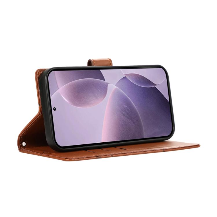 For Redmi A5 4G 171.7mm / Xiaomi Poco C71 PU Genuine Leather Texture Embossed Line Phone Case