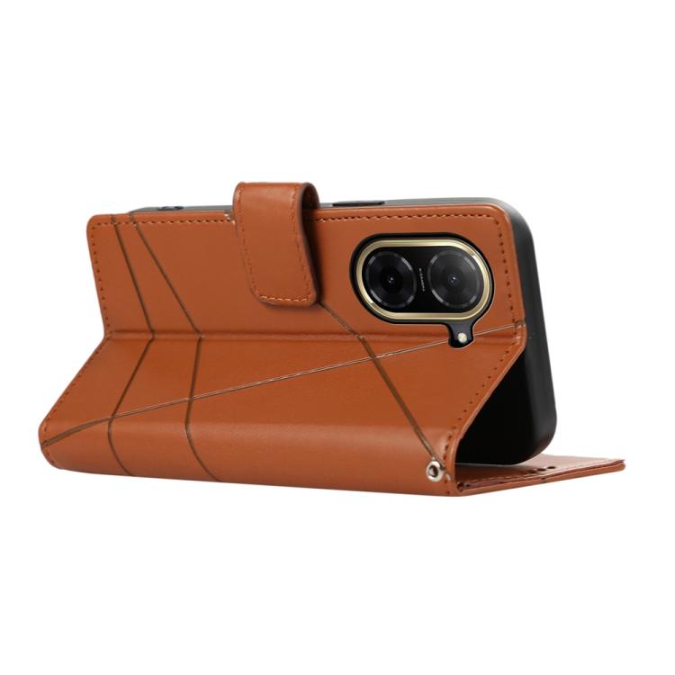 For Redmi A5 4G 171.7mm / Xiaomi Poco C71 PU Genuine Leather Texture Embossed Line Phone Case