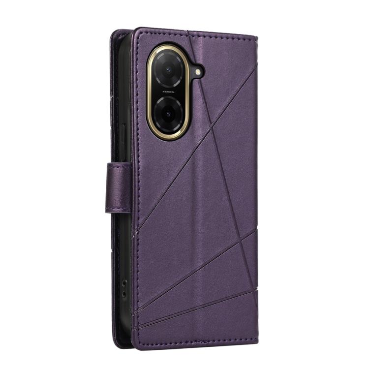 For Redmi A5 4G 171.7mm / Xiaomi Poco C71 PU Genuine Leather Texture Embossed Line Phone Case