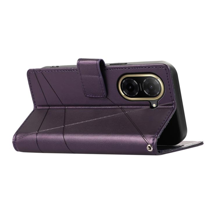 For Redmi A5 4G 171.7mm / Xiaomi Poco C71 PU Genuine Leather Texture Embossed Line Phone Case