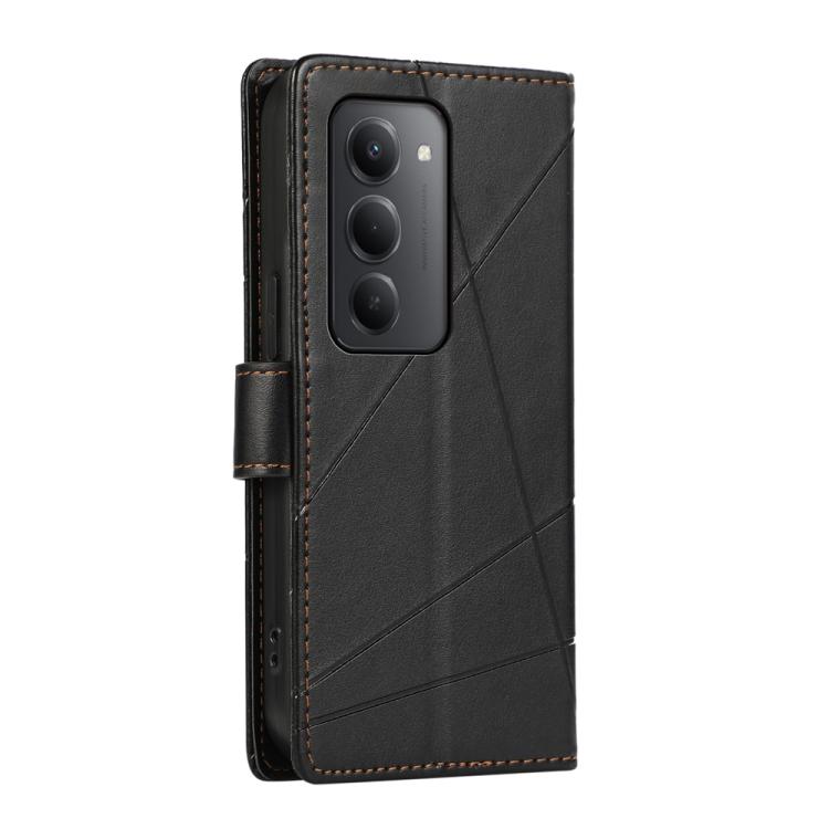 For Redmi 15 5G Global / 15 4G SEA 169.5mm PU Genuine Leather Texture Embossed Line Phone Case