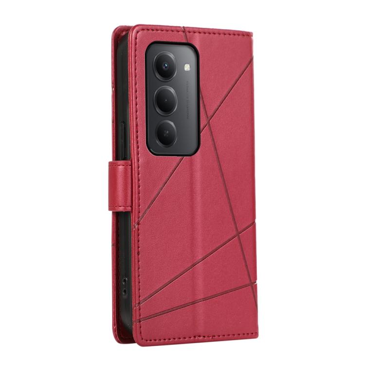 For Redmi 15 5G Global / 15 4G SEA 169.5mm PU Genuine Leather Texture Embossed Line Phone Case