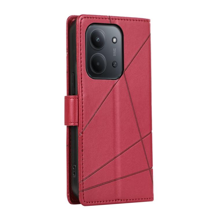 For Redmi 15C 5G / 4G Global 171mm / Poco C85 4G PU Genuine Leather Texture Embossed Line Phone Case