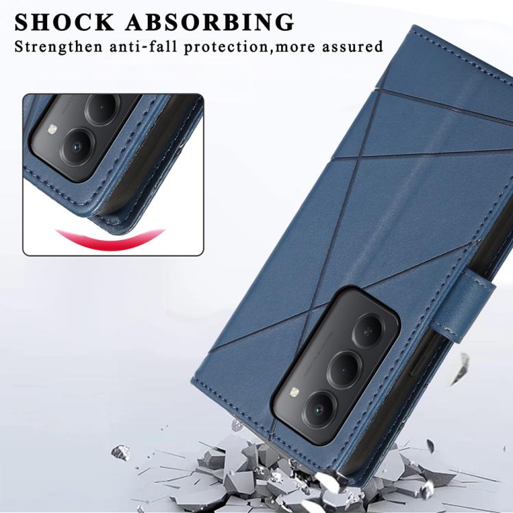 For Redmi 15 5G / 4G EU 171mm PU Genuine Leather Texture Embossed Line Phone Case