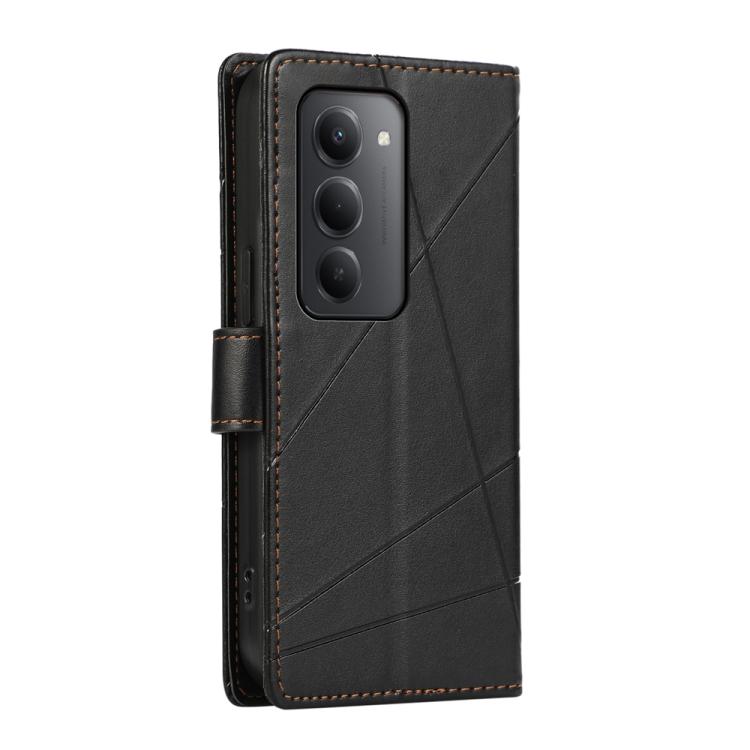 For Redmi 15 5G / 4G EU 171mm PU Genuine Leather Texture Embossed Line Phone Case