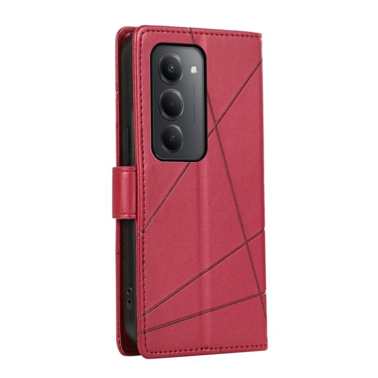 For Redmi 15 5G / 4G EU 171mm PU Genuine Leather Texture Embossed Line Phone Case