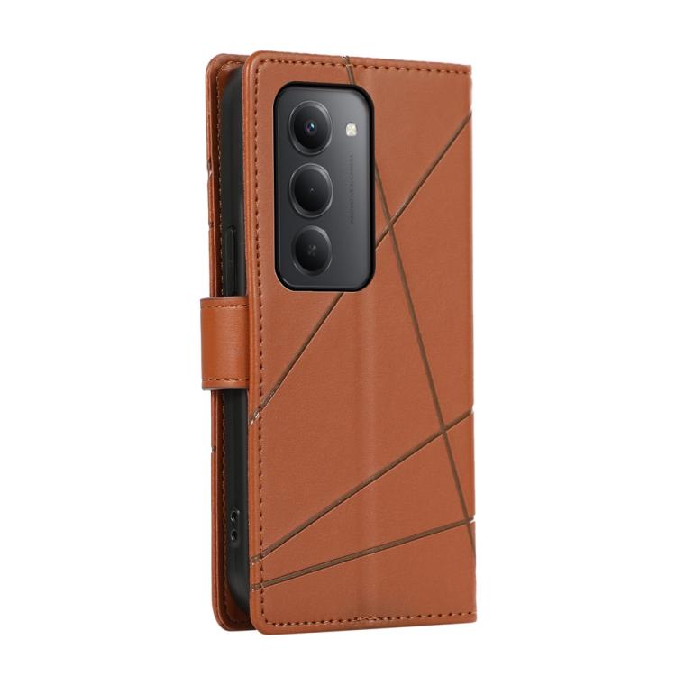 For Redmi 15 5G / 4G EU 171mm PU Genuine Leather Texture Embossed Line Phone Case