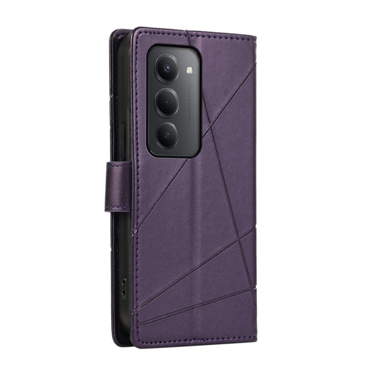 For Redmi 15 5G / 4G EU 171mm PU Genuine Leather Texture Embossed Line Phone Case