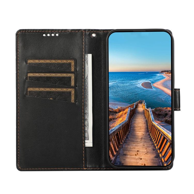 For Redmi Note 15 Pro 5G Global 163.6mm PU Genuine Leather Texture Embossed Line Phone Case