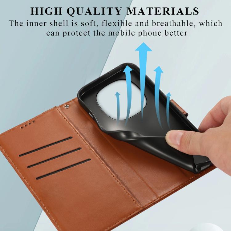 For Redmi Note 15 Pro 5G Global 163.6mm PU Genuine Leather Texture Embossed Line Phone Case