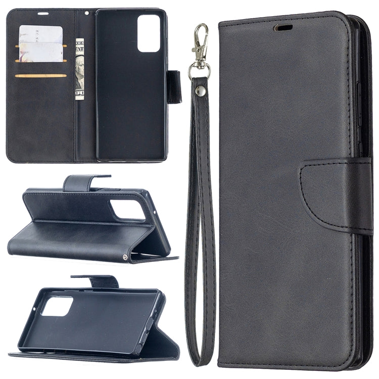 For Samsung Galaxy Note 20 Retro Lambskin Texture Pure Color Horizontal Flip PU Leather Case, with Holder & Card Slots & Wallet & Lanyard