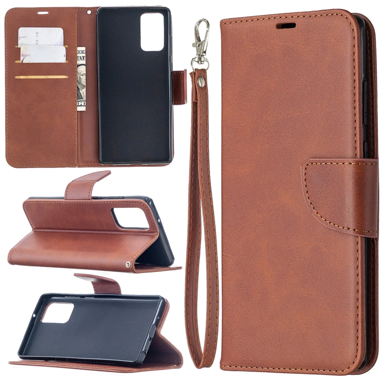 For Samsung Galaxy Note 20 Retro Lambskin Texture Pure Color Horizontal Flip PU Leather Case, with Holder & Card Slots & Wallet & Lanyard