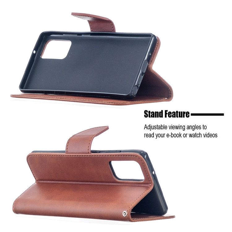 For Samsung Galaxy Note 20 Retro Lambskin Texture Pure Color Horizontal Flip PU Leather Case, with Holder & Card Slots & Wallet & Lanyard
