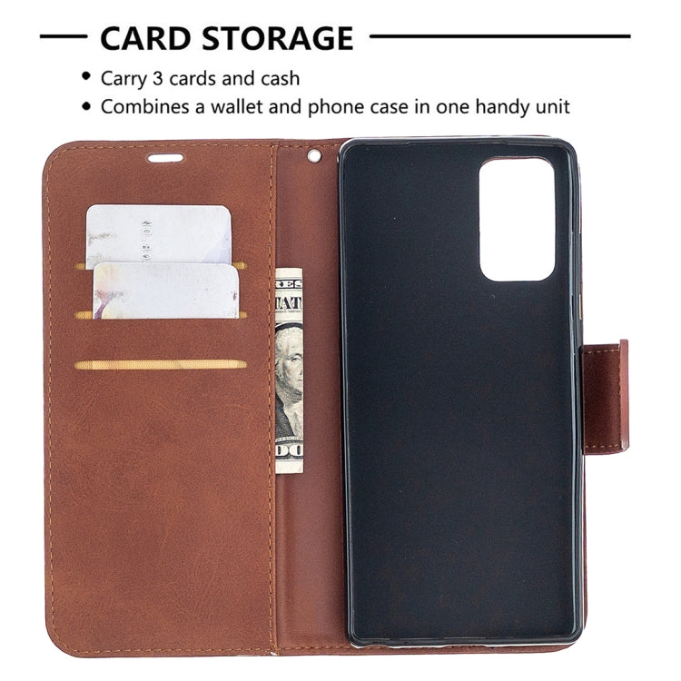 For Samsung Galaxy Note 20 Retro Lambskin Texture Pure Color Horizontal Flip PU Leather Case, with Holder & Card Slots & Wallet & Lanyard
