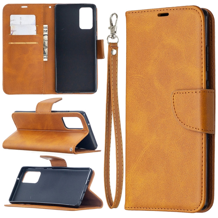 For Samsung Galaxy Note 20 Retro Lambskin Texture Pure Color Horizontal Flip PU Leather Case, with Holder & Card Slots & Wallet & Lanyard