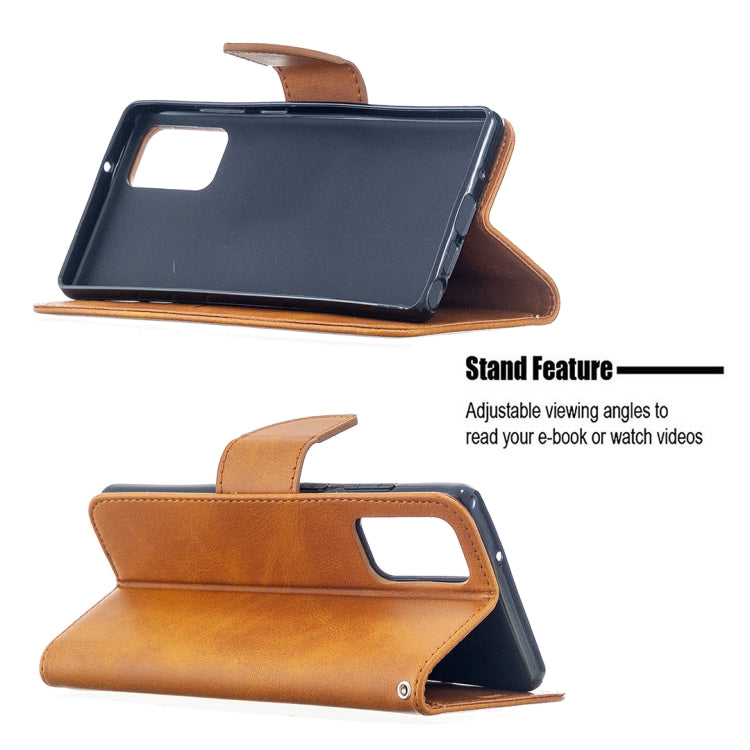 For Samsung Galaxy Note 20 Retro Lambskin Texture Pure Color Horizontal Flip PU Leather Case, with Holder & Card Slots & Wallet & Lanyard