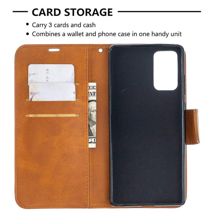 For Samsung Galaxy Note 20 Retro Lambskin Texture Pure Color Horizontal Flip PU Leather Case, with Holder & Card Slots & Wallet & Lanyard