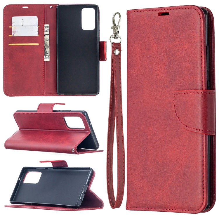 For Samsung Galaxy Note 20 Retro Lambskin Texture Pure Color Horizontal Flip PU Leather Case, with Holder & Card Slots & Wallet & Lanyard