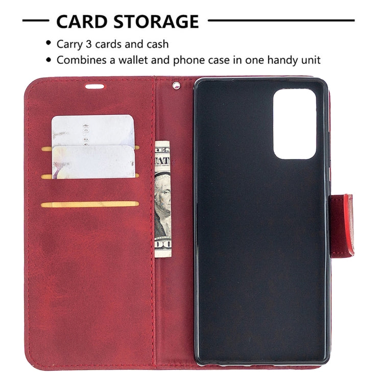 For Samsung Galaxy Note 20 Retro Lambskin Texture Pure Color Horizontal Flip PU Leather Case, with Holder & Card Slots & Wallet & Lanyard