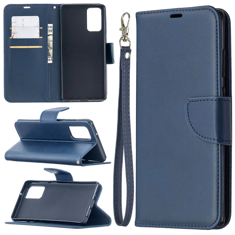For Samsung Galaxy Note 20 Retro Lambskin Texture Pure Color Horizontal Flip PU Leather Case, with Holder & Card Slots & Wallet & Lanyard
