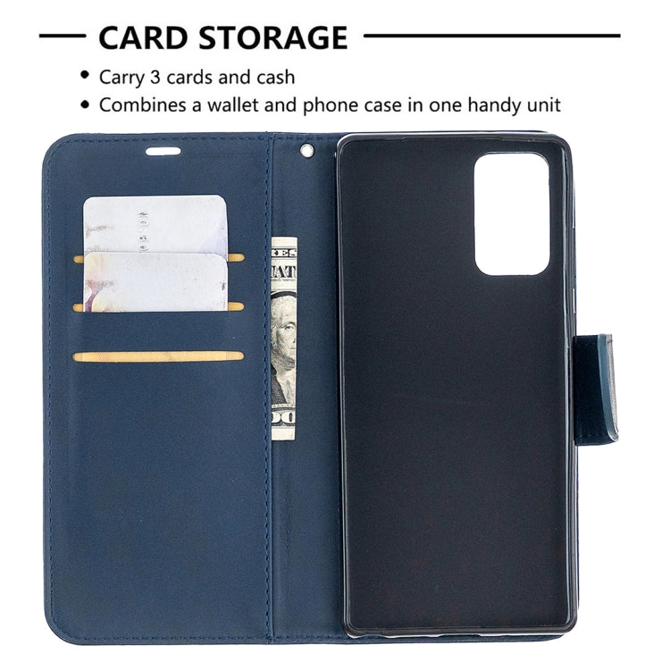 For Samsung Galaxy Note 20 Retro Lambskin Texture Pure Color Horizontal Flip PU Leather Case, with Holder & Card Slots & Wallet & Lanyard