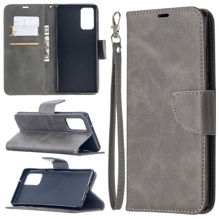 For Samsung Galaxy Note 20 Retro Lambskin Texture Pure Color Horizontal Flip PU Leather Case, with Holder & Card Slots & Wallet & Lanyard