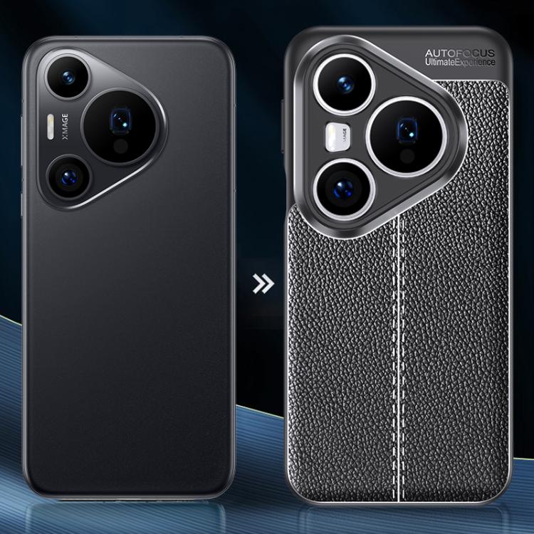 For Huawei Pura 80 5G Litchi Texture TPU Shockproof Phone Case - Black