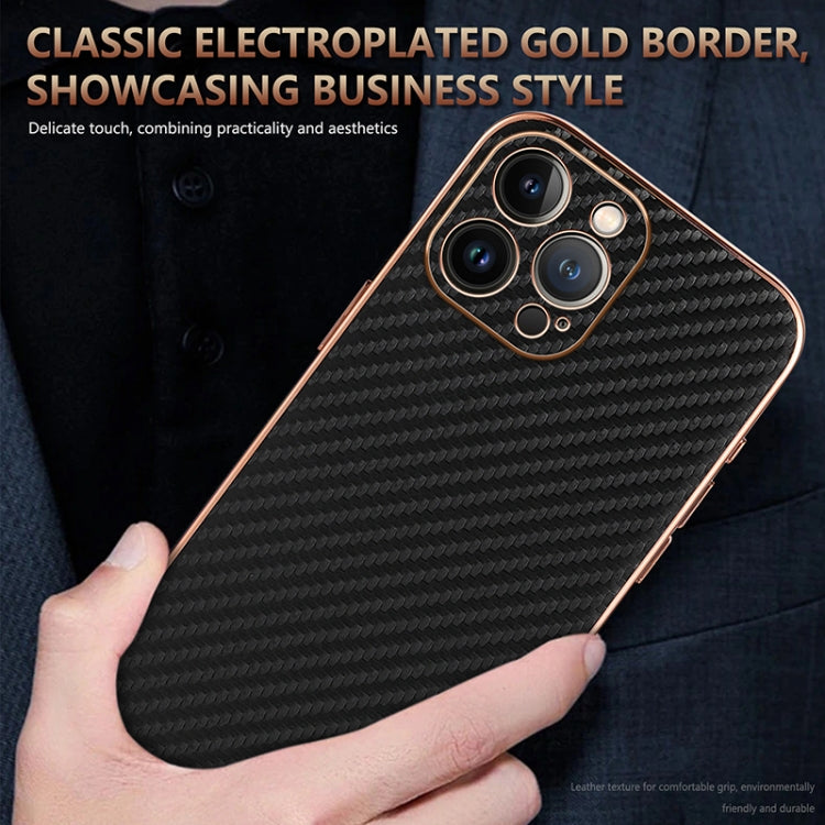 For iPhone 13 Pro Max AZNS Electroplated Edge Carbon Fiber Texture Phone Case
