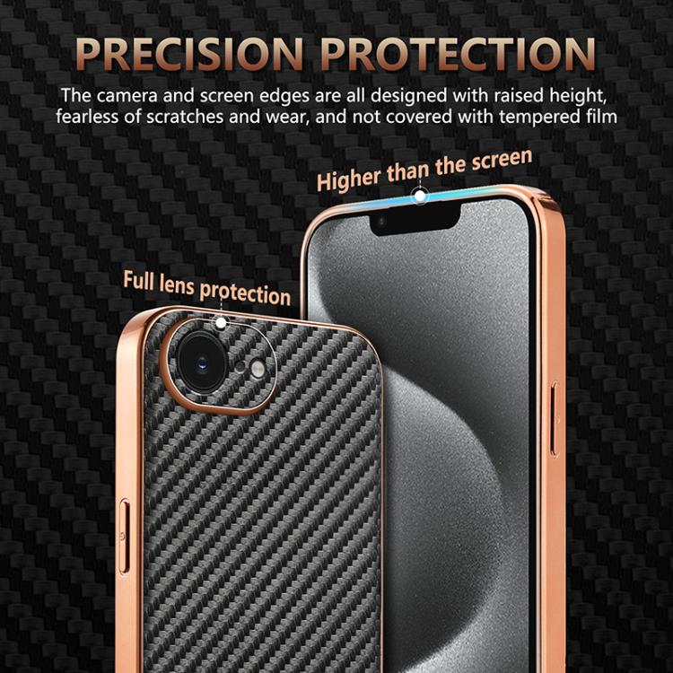 For iPhone 17e / 16e AZNS Electroplated Edge Carbon Fiber Texture Phone Case
