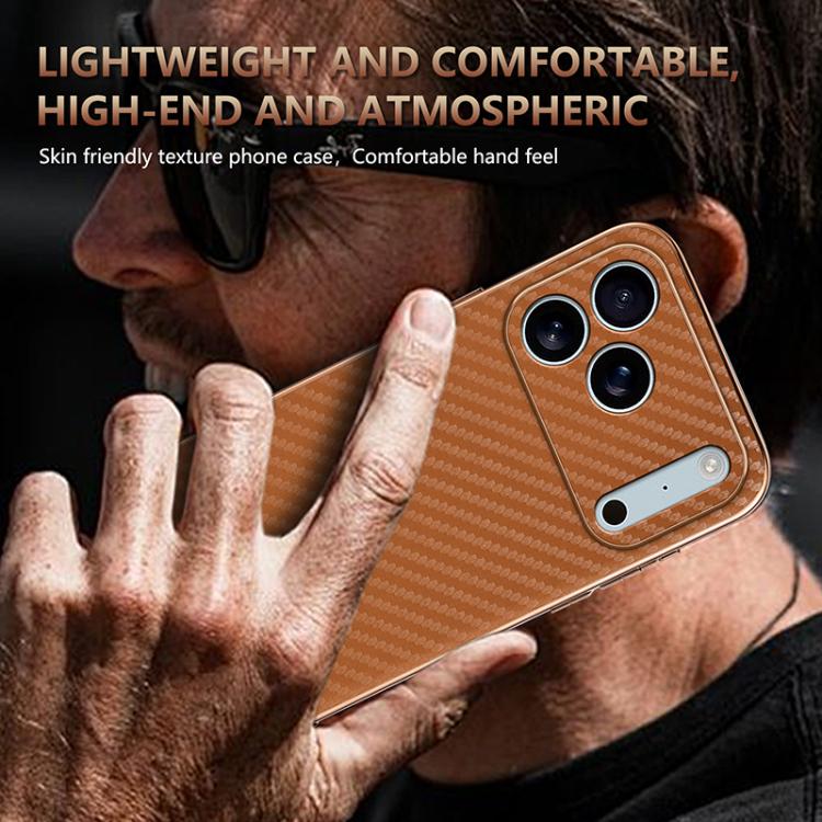 For iPhone 17 Pro Max AZNS Electroplated Edge Carbon Fiber Texture Phone Case
