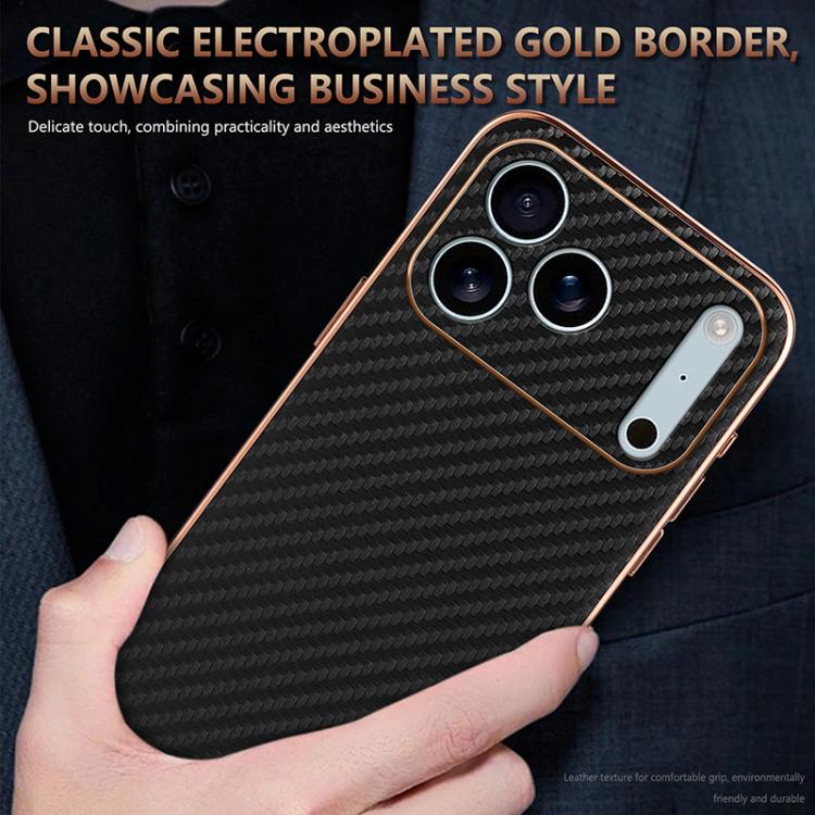 For iPhone 17 Pro AZNS Electroplated Edge Carbon Fiber Texture Phone Case