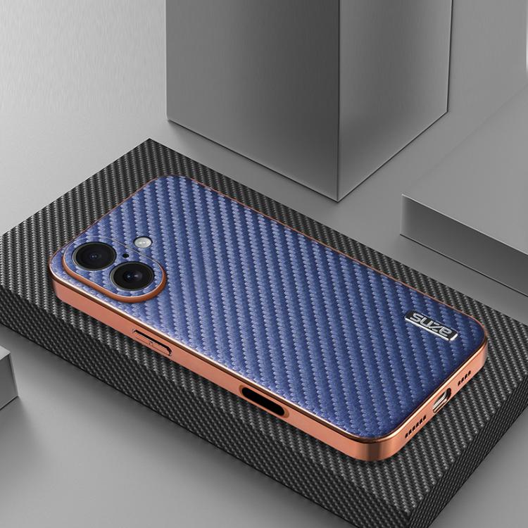 For iPhone 17 AZNS Electroplated Edge Carbon Fiber Texture Phone Case