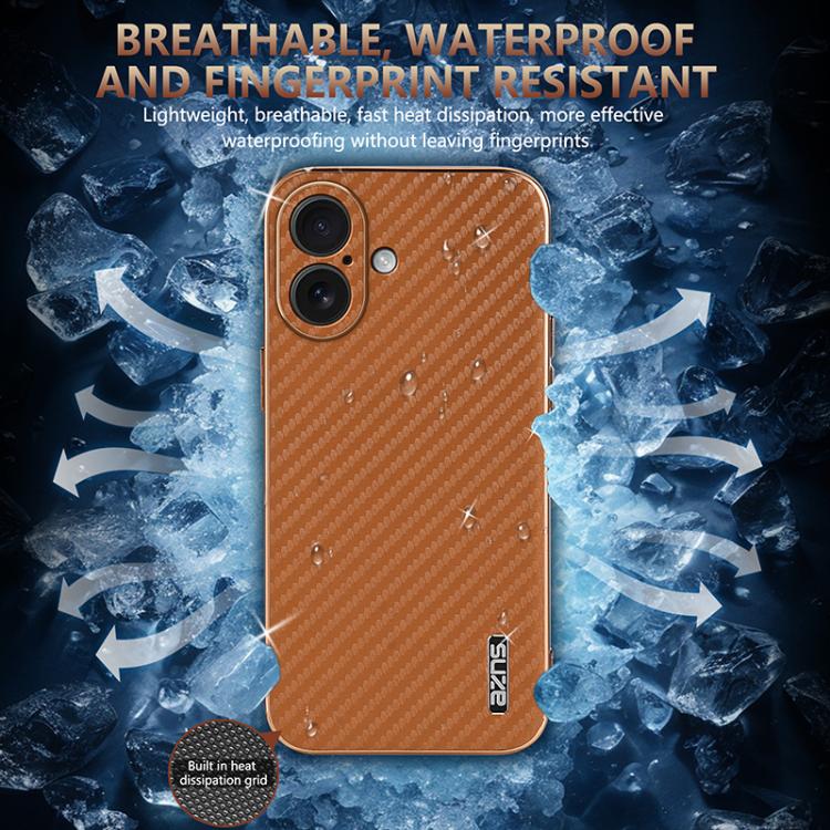 For iPhone 17 AZNS Electroplated Edge Carbon Fiber Texture Phone Case