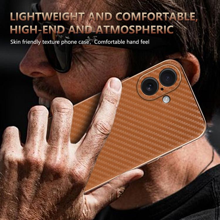 For iPhone 17 AZNS Electroplated Edge Carbon Fiber Texture Phone Case