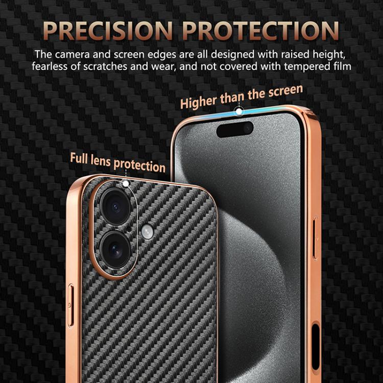 For iPhone 17 AZNS Electroplated Edge Carbon Fiber Texture Phone Case