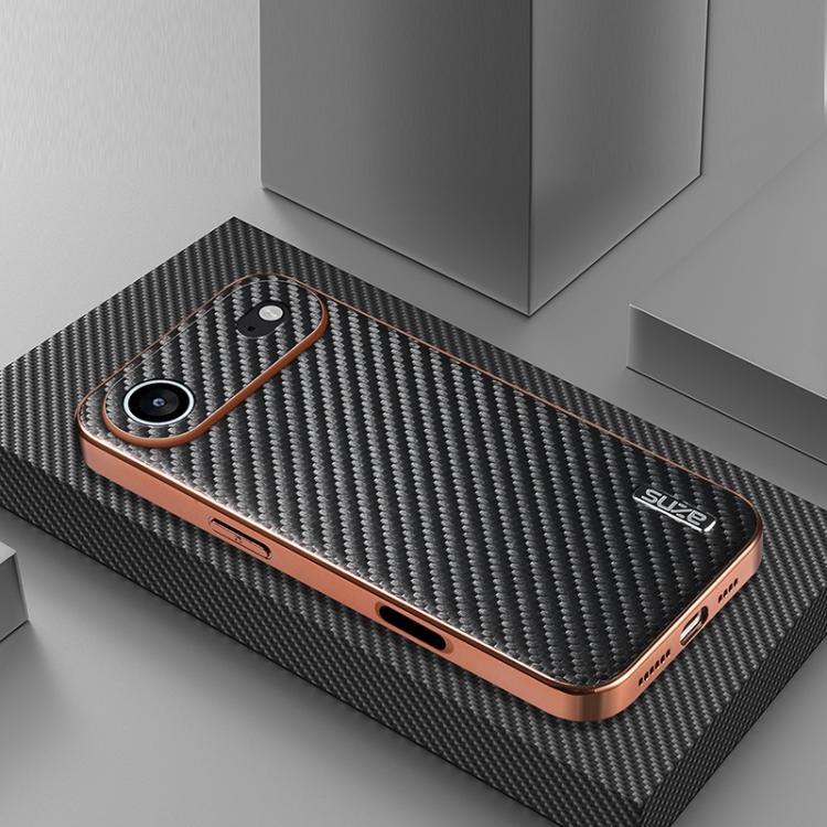 For iPhone Air AZNS Electroplated Edge Carbon Fiber Texture Phone Case