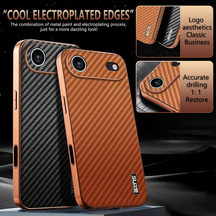 For iPhone Air AZNS Electroplated Edge Carbon Fiber Texture Phone Case