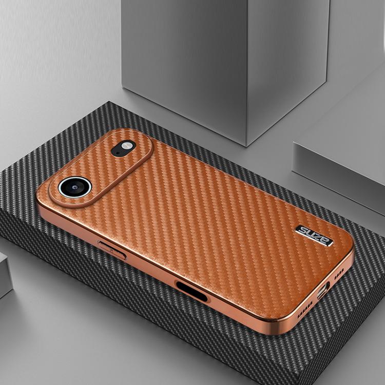 For iPhone Air AZNS Electroplated Edge Carbon Fiber Texture Phone Case