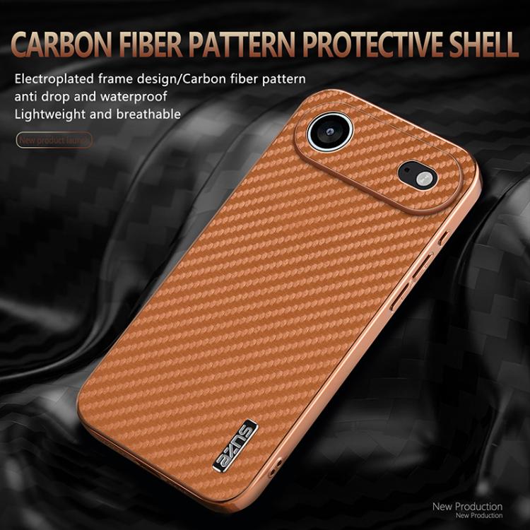 For iPhone Air AZNS Electroplated Edge Carbon Fiber Texture Phone Case