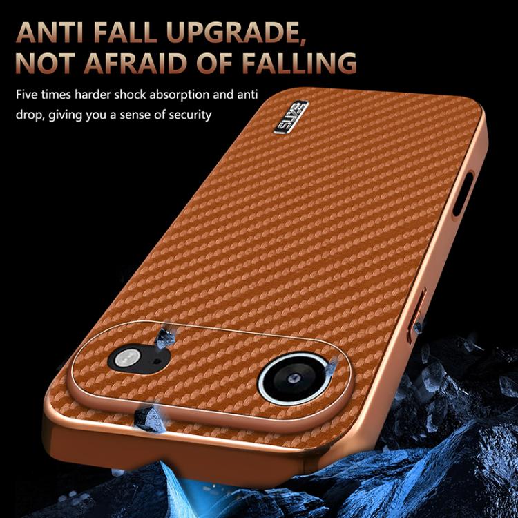 For iPhone Air AZNS Electroplated Edge Carbon Fiber Texture Phone Case