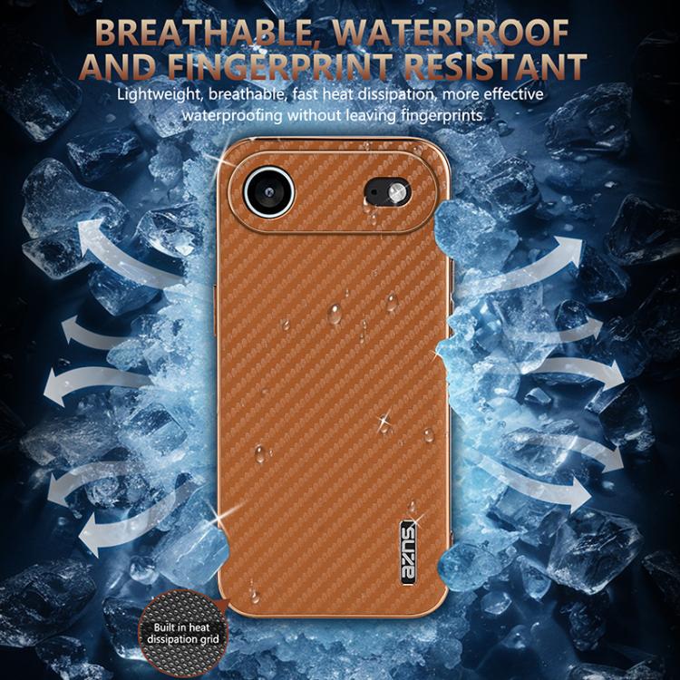 For iPhone Air AZNS Electroplated Edge Carbon Fiber Texture Phone Case