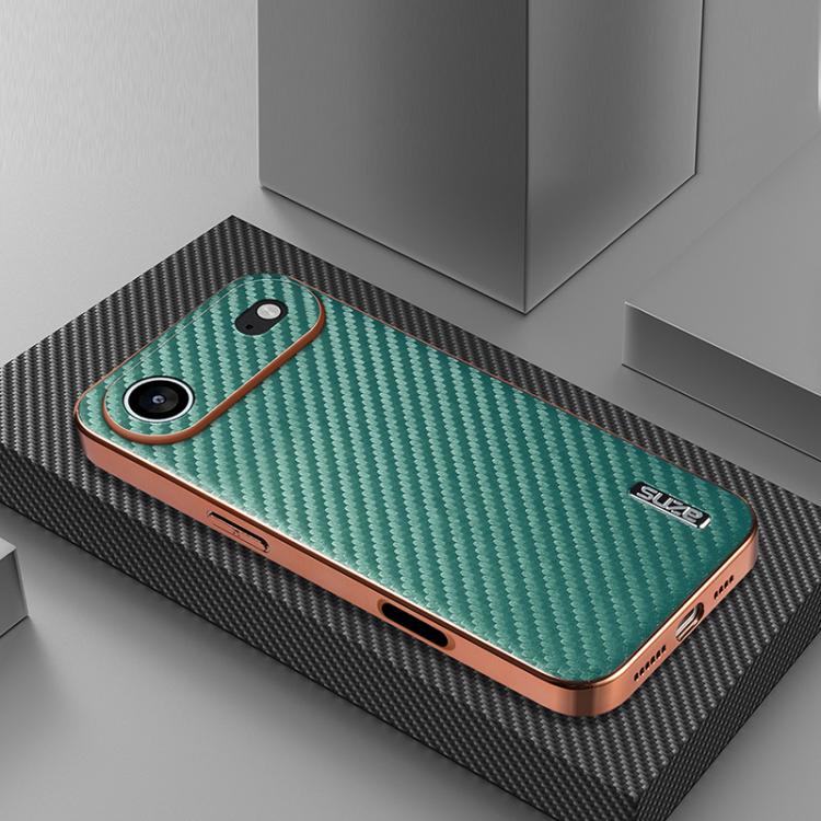 For iPhone Air AZNS Electroplated Edge Carbon Fiber Texture Phone Case