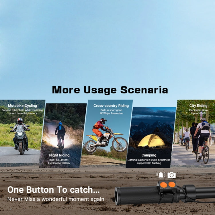 C3 Pro 2 inch IPS Color Screen IPX5 Waterproof Video Recording Lighting Cycling Camera - Black