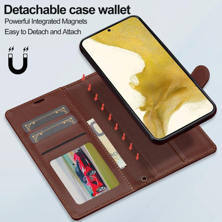 For Samsung Galaxy S22+ 5G LC.IMEEKE L2 Series Detachable Magsafe PU Phone Case with Lanyard