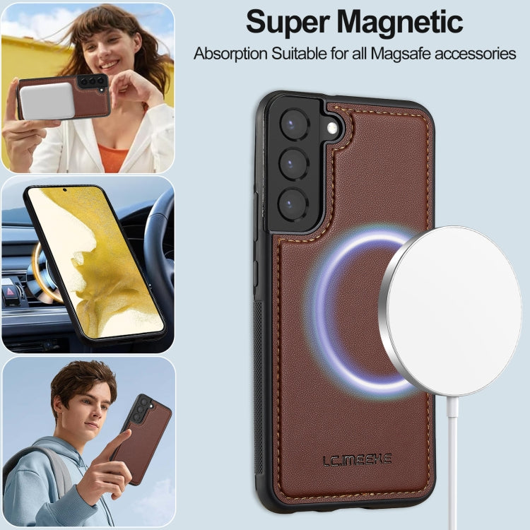 For Samsung Galaxy S22+ 5G LC.IMEEKE L2 Series Detachable Magsafe PU Phone Case with Lanyard