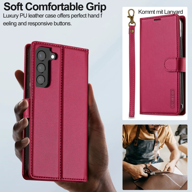 For Samsung Galaxy S22+ 5G LC.IMEEKE L2 Series Detachable Magsafe PU Phone Case with Lanyard