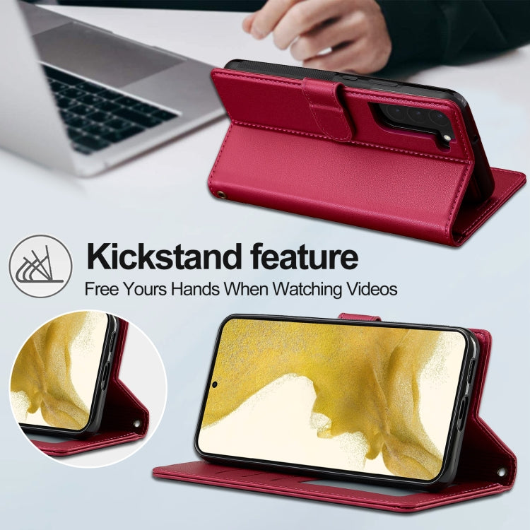 For Samsung Galaxy S22+ 5G LC.IMEEKE L2 Series Detachable Magsafe PU Phone Case with Lanyard