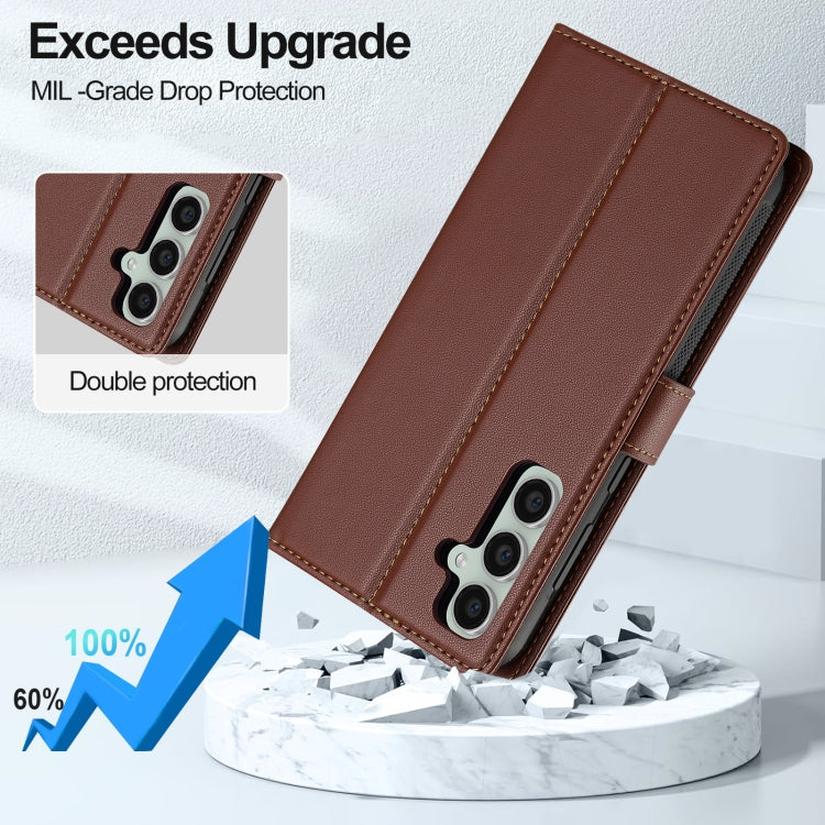 For Samsung Galaxy S24 FE 5G LC.IMEEKE L2 Series Detachable Magsafe PU Phone Case with Lanyard